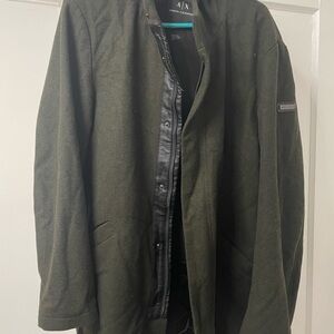 Men’s Armani Exchange Green hooded Wool Coat – Size M